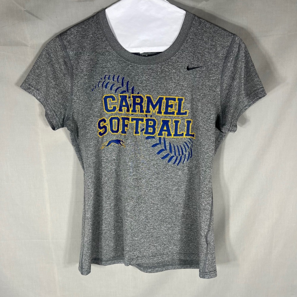 Nike Carmel Softball T-Shirt Womens Medium Gray Dri-FIT Athletic Short Sleeve